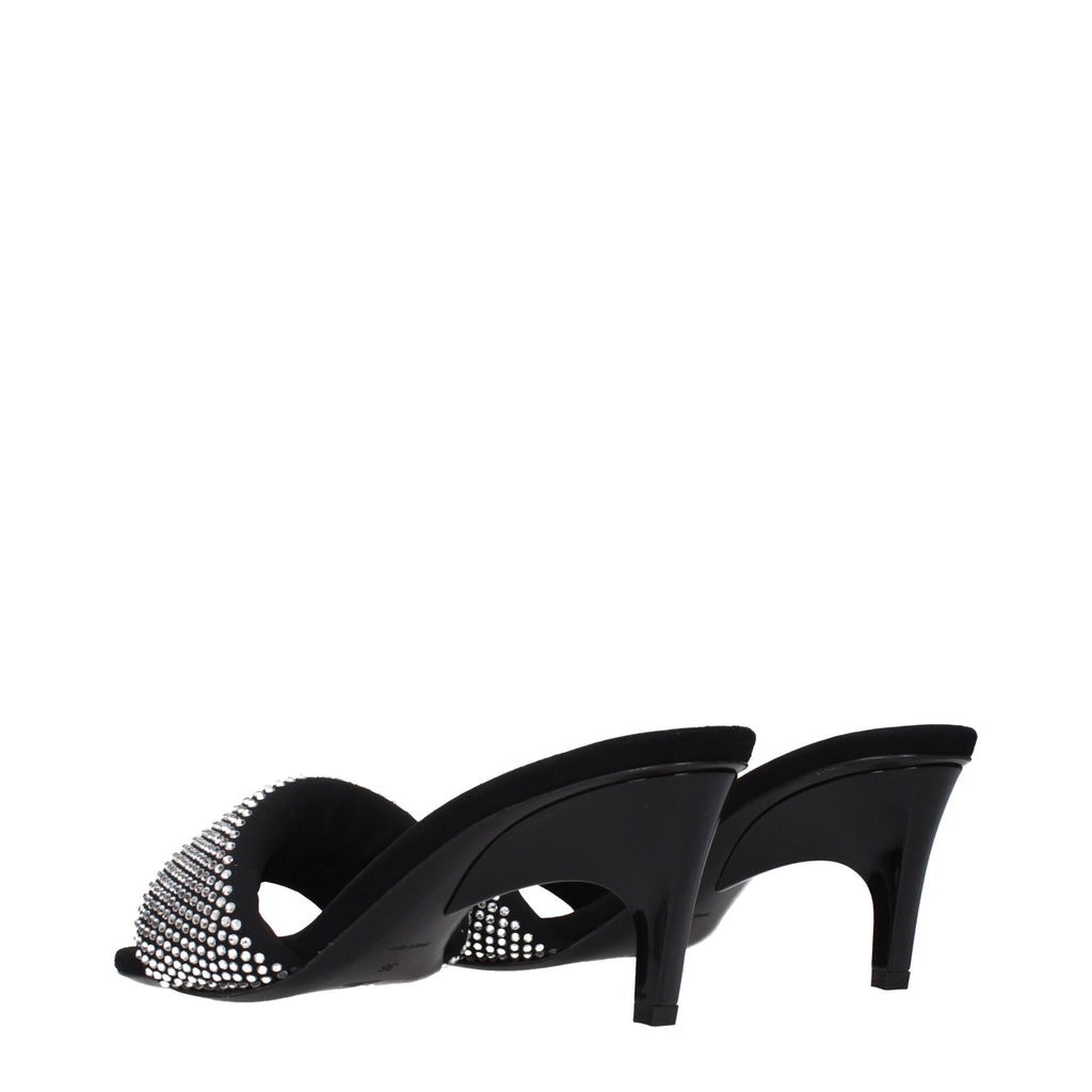 Black Fabric Stiletto Sandals