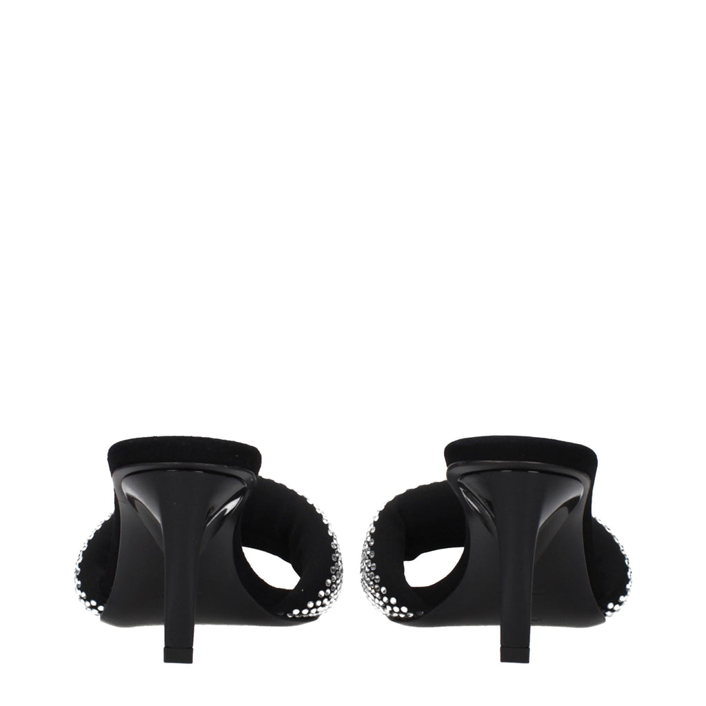 Black Fabric Stiletto Sandals