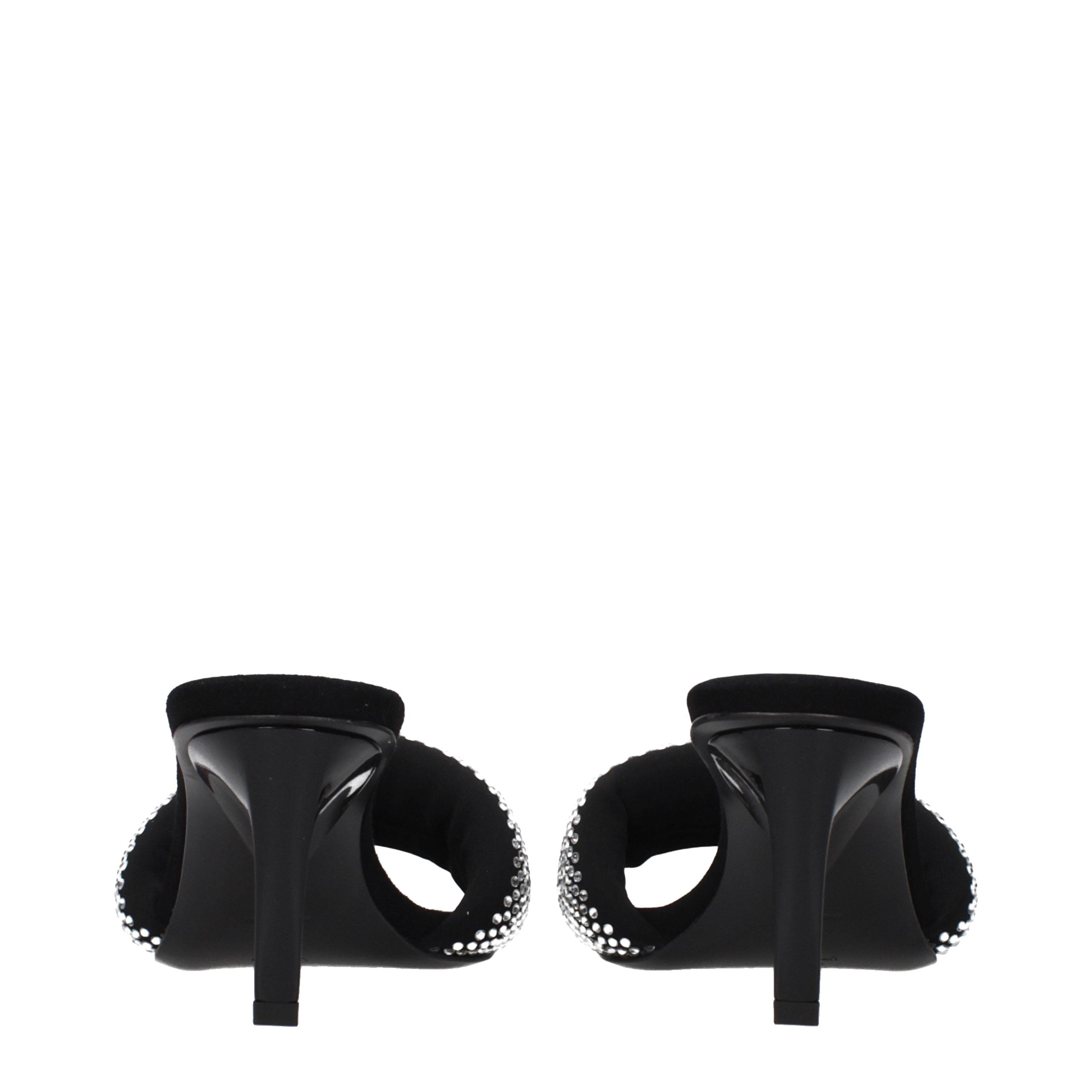 Black Fabric Stiletto Sandals