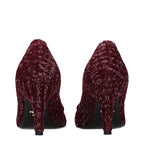 Red Fabric Mid Heel Pumps