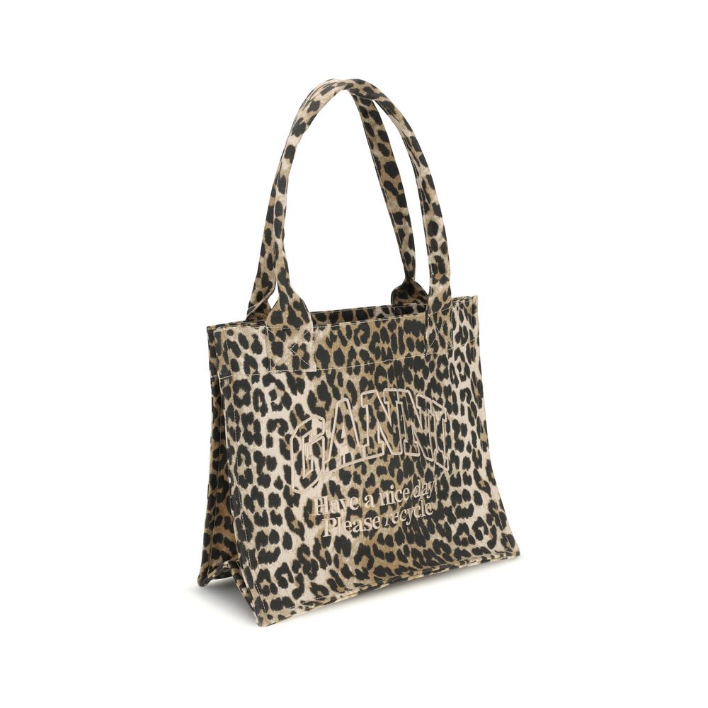 Recycled Cotton Leopard Print Tote
