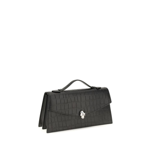 Skull Crocodile-Embossed Calfskin Shoulder Bag