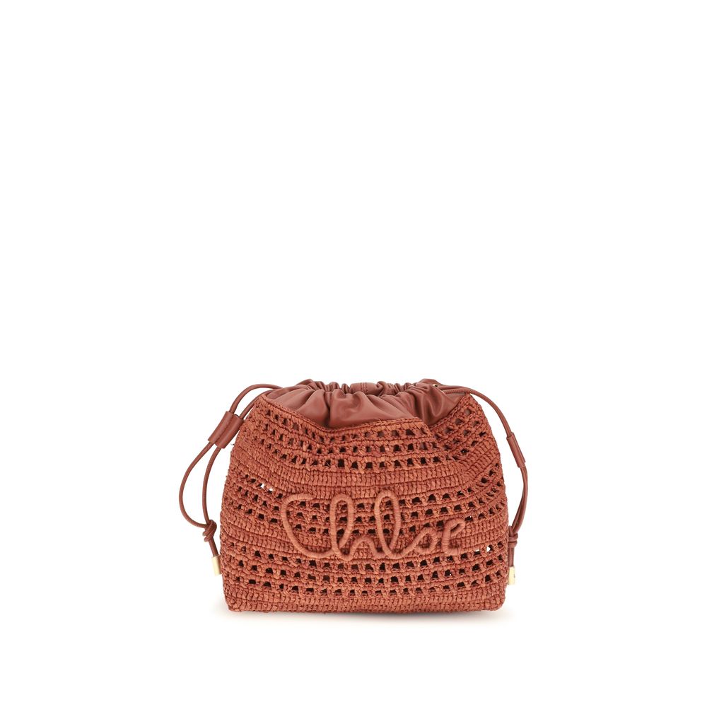 Mini Multicolor Raffia Drawstring Shoulder Bag