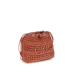 Mini Multicolor Raffia Drawstring Shoulder Bag