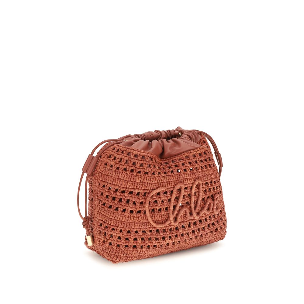 Mini Multicolor Raffia Drawstring Shoulder Bag