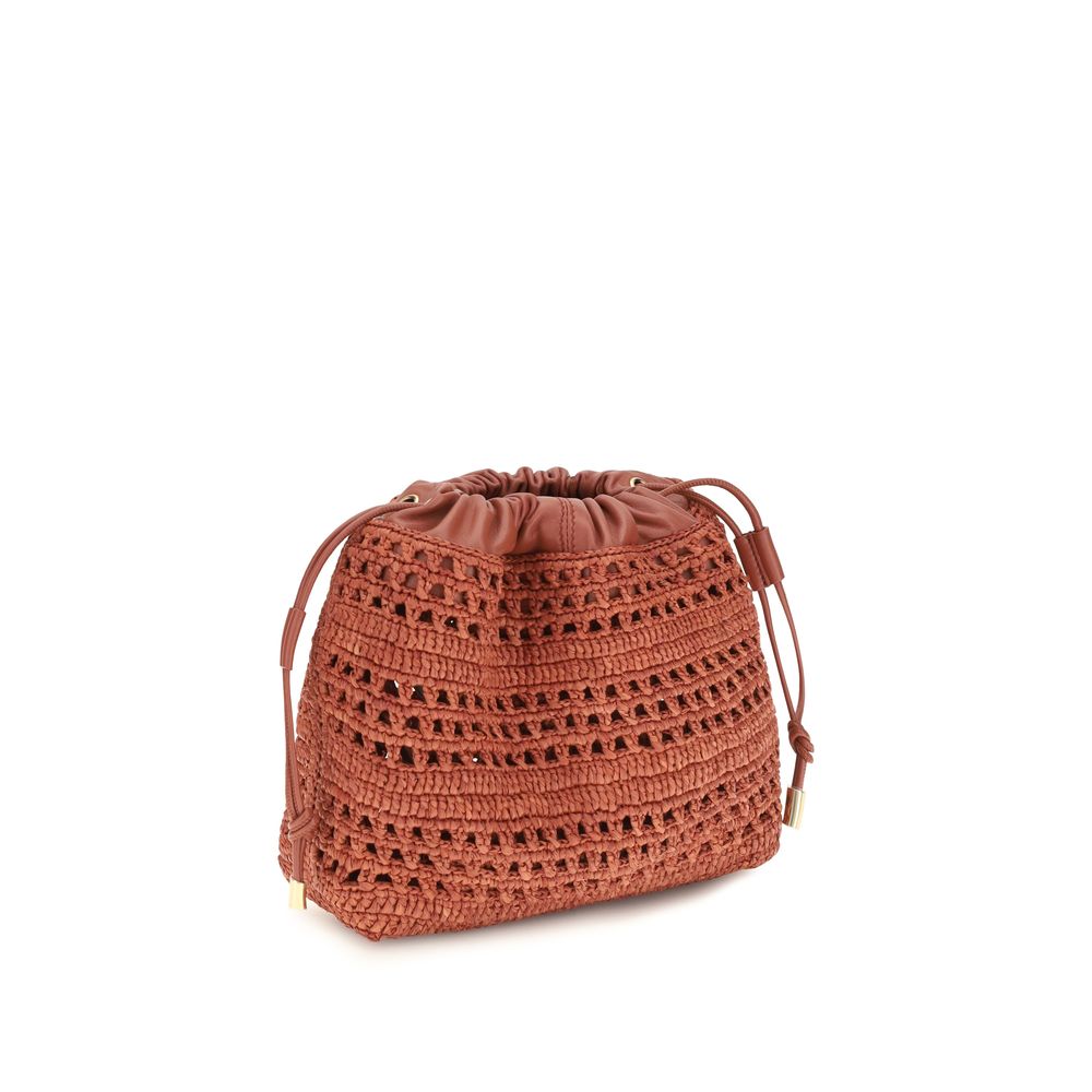Mini Multicolor Raffia Drawstring Shoulder Bag