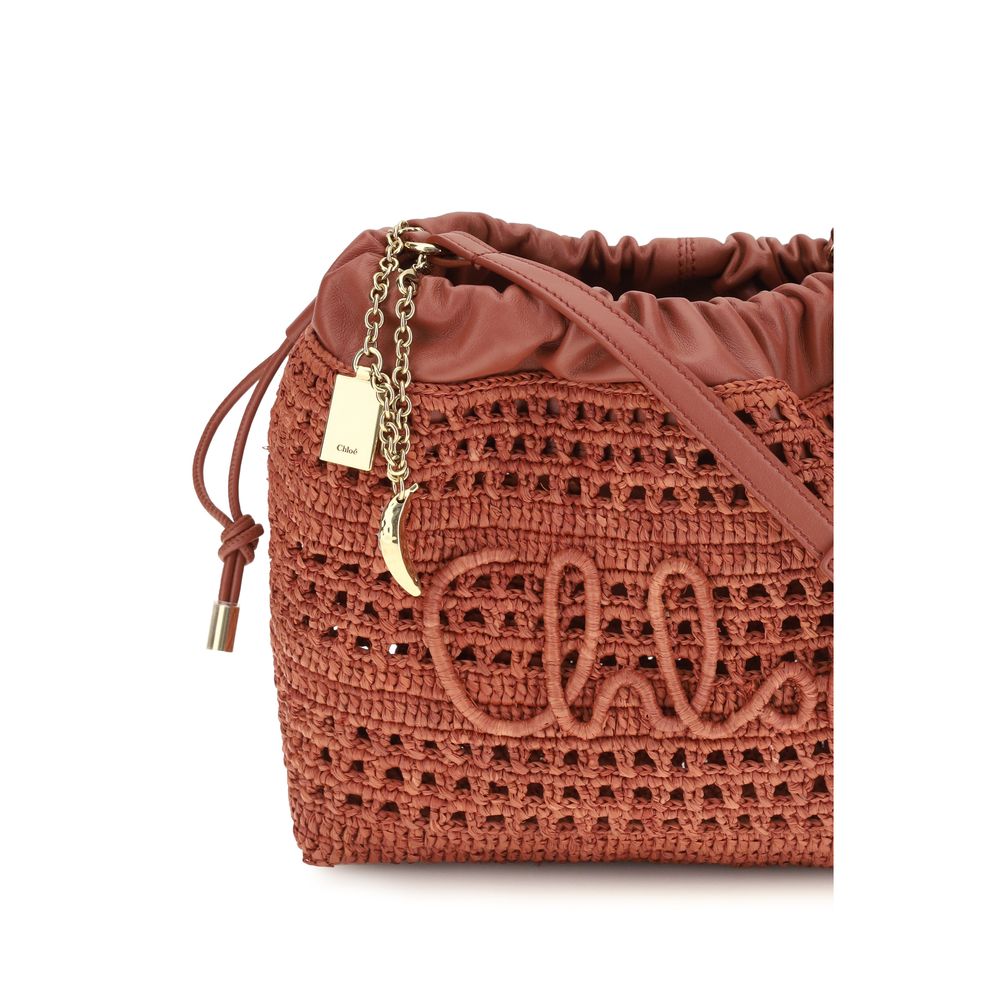 Mini Multicolor Raffia Drawstring Shoulder Bag