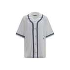 White Cotton Hemp Baseball Knit Shirt