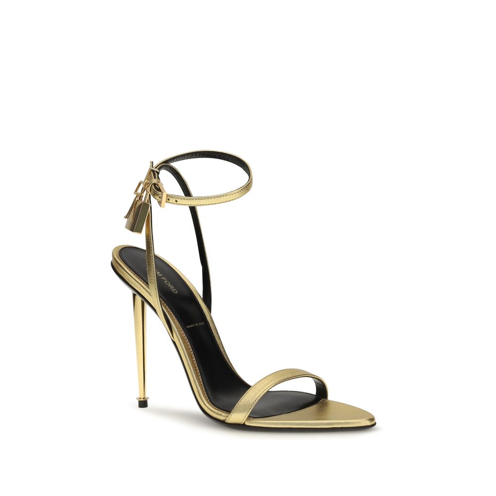 Gold Lamb Stiletto Sandals