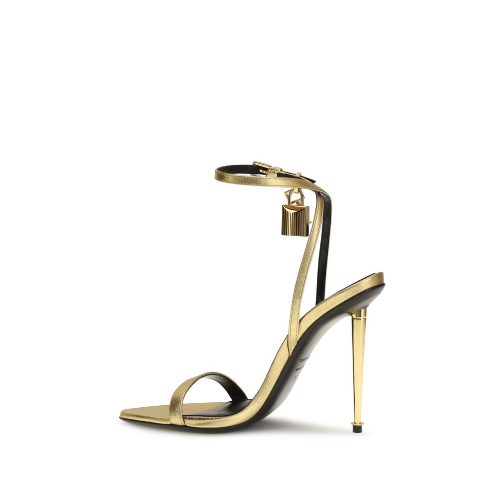 Gold Lamb Stiletto Sandals