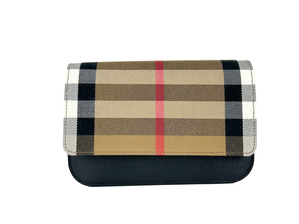 Small Madison Leather-Canvas Check Crossbody