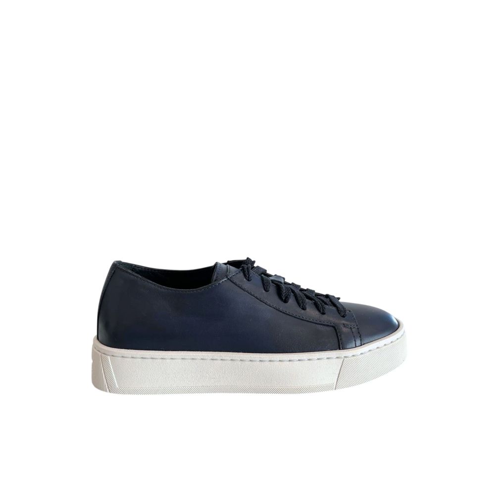 Blue Leather Platform Sneaker