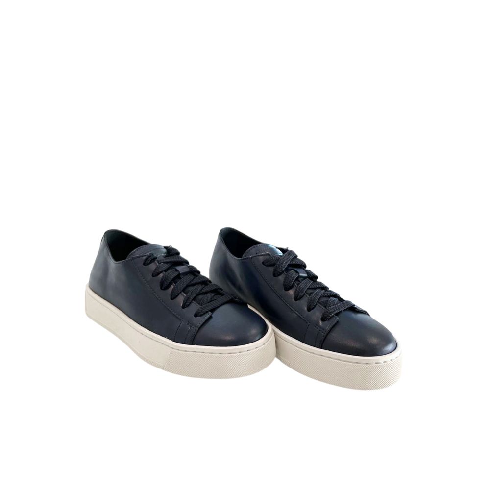 Blue Leather Platform Sneaker