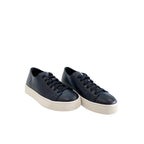 Blue Leather Platform Sneaker