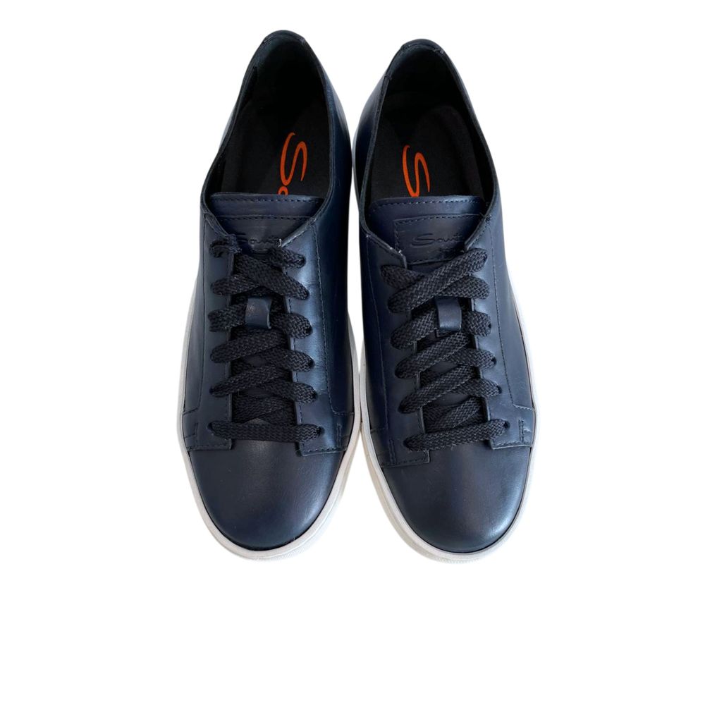 Blue Leather Platform Sneaker