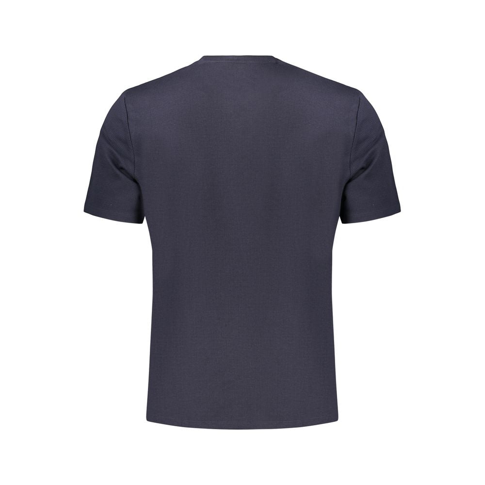 Blue Cotton-Polyester Short-Sleeve Knit T-Shirt