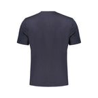 Blue Cotton-Polyester Short-Sleeve Knit T-Shirt