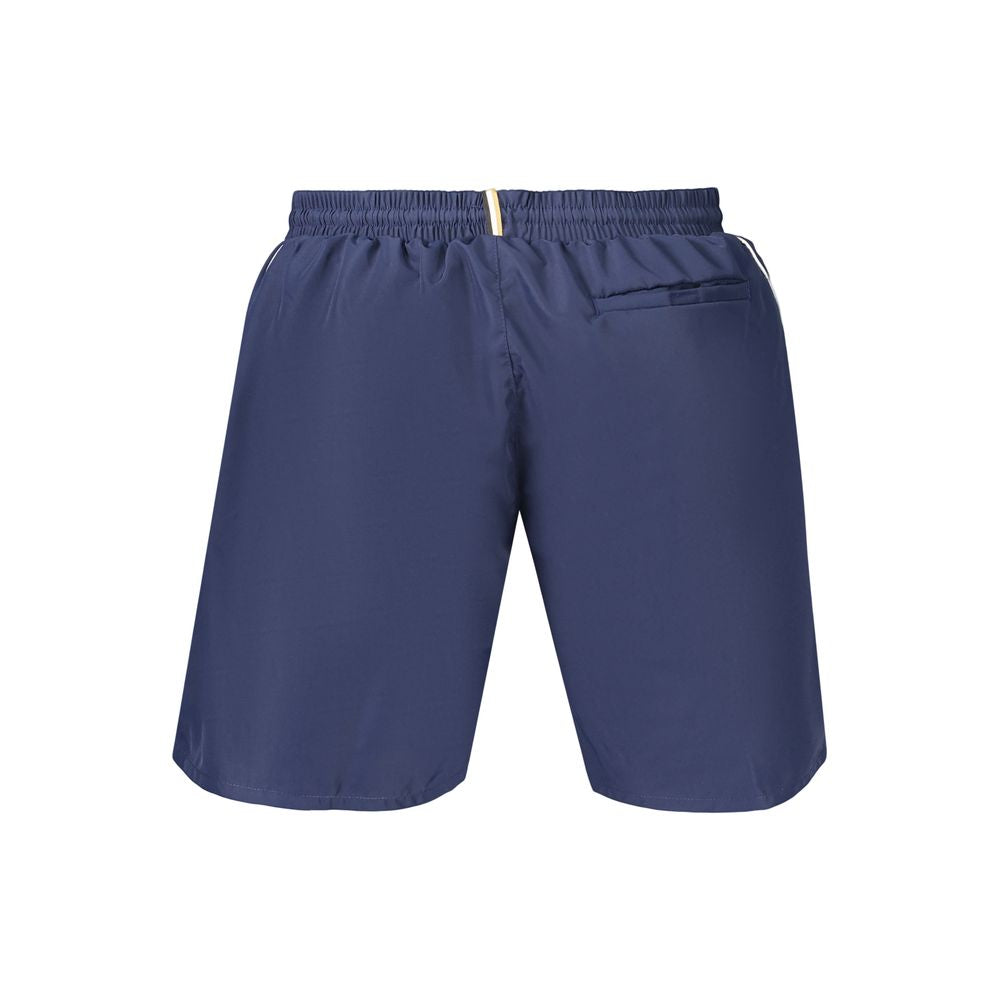 Blue Polyester Swim Boxer Shorts