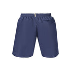 Blue Polyester Swim Boxer Shorts