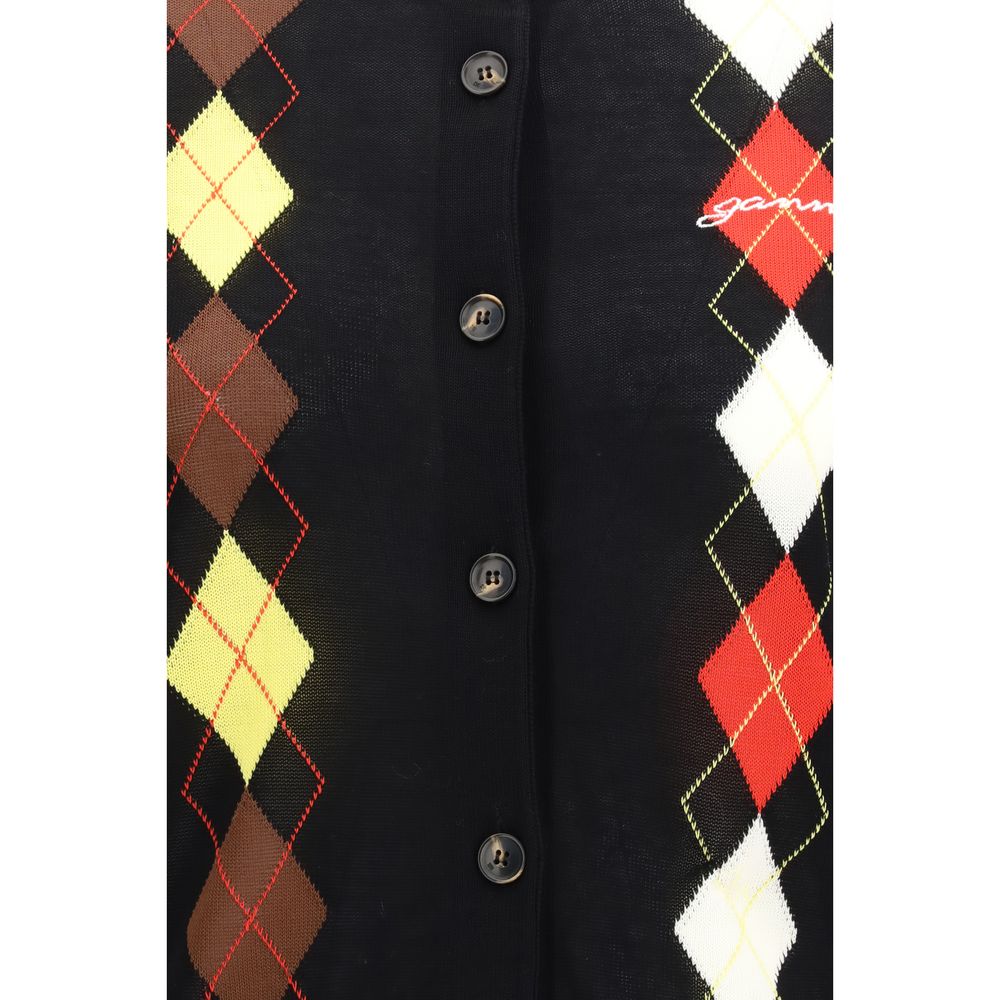 Diamond-Pattern Cotton Cardigan