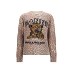 Beige Tiger-Print Merino Wool Sweater