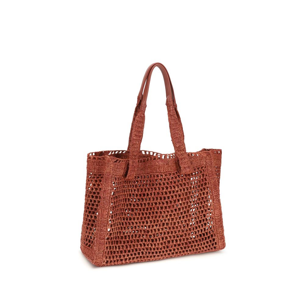 East-West Summer Banana Raffia Tote Bag