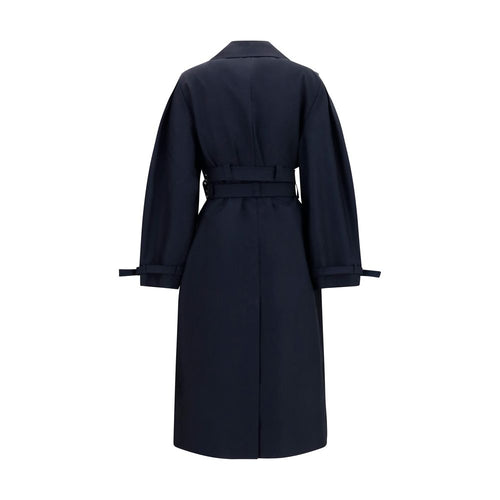 Black Double-Breasted Cotton Trench Coat