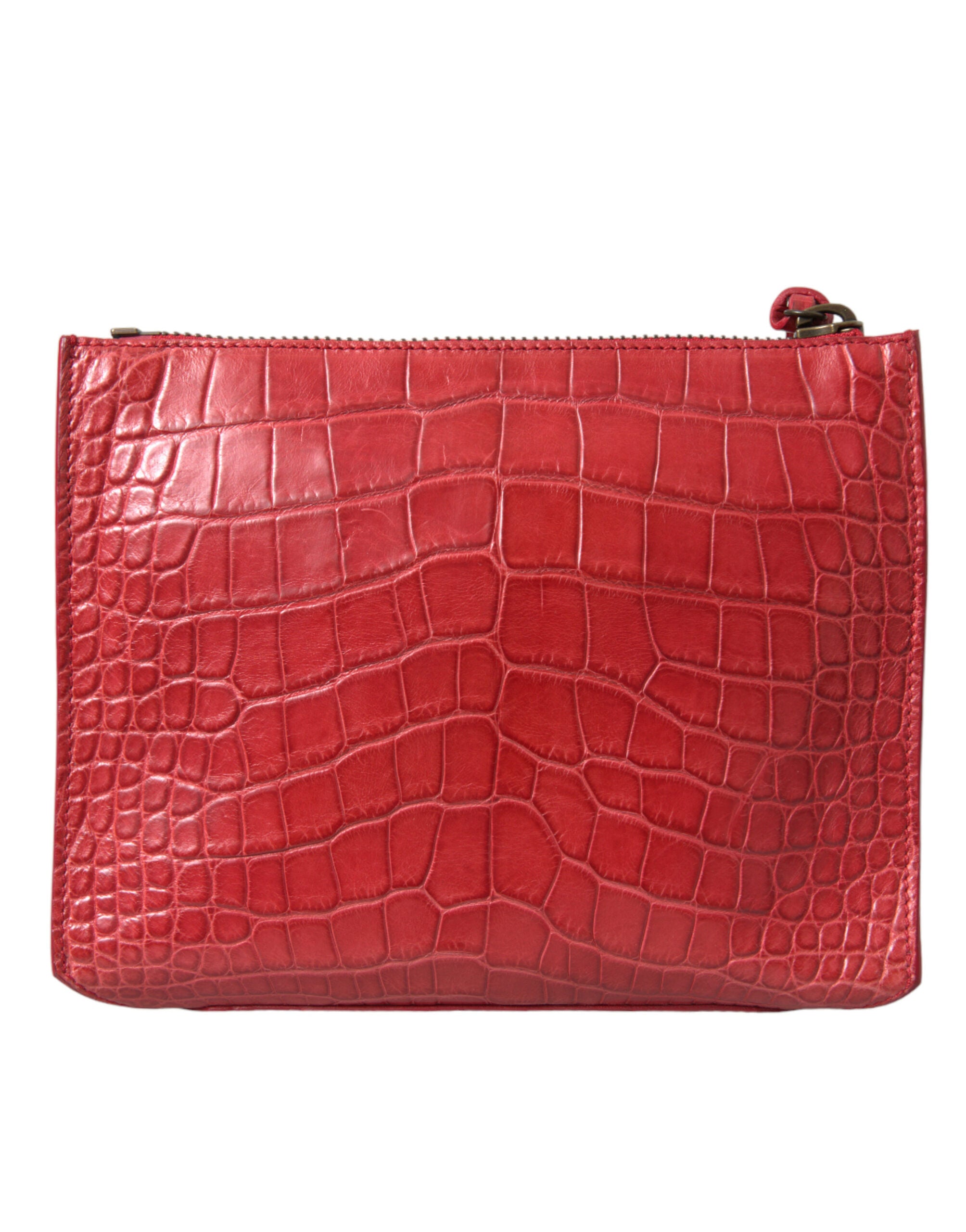 Red Alligator Leather Classic Pouch Wristlet