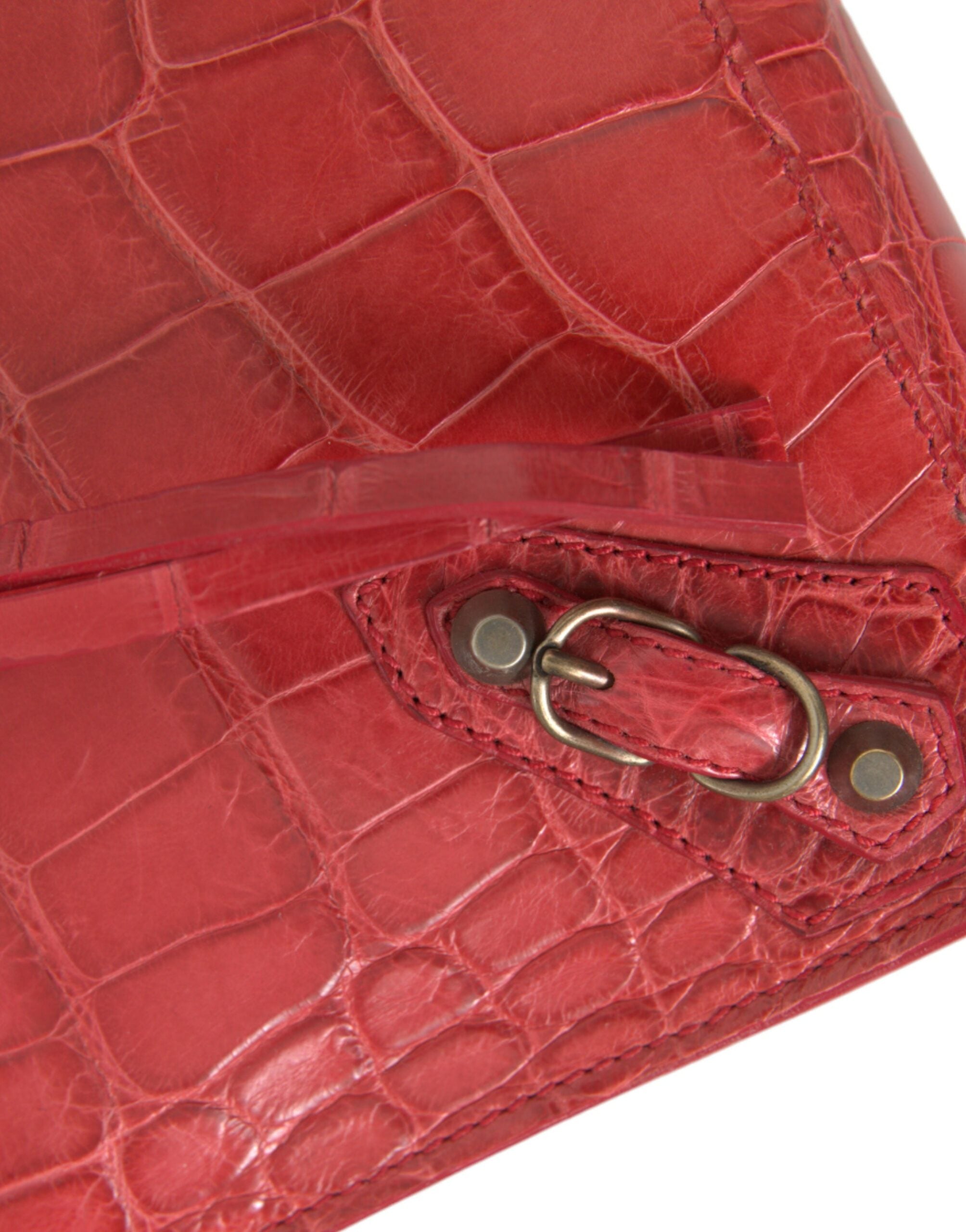 Red Alligator Leather Classic Pouch Wristlet
