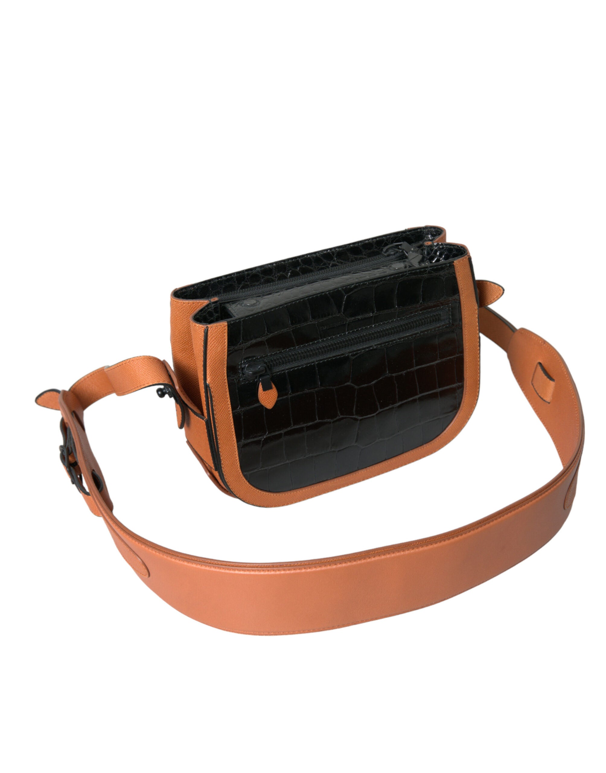 Black Brown Exotic Skin Leather Camera Bag