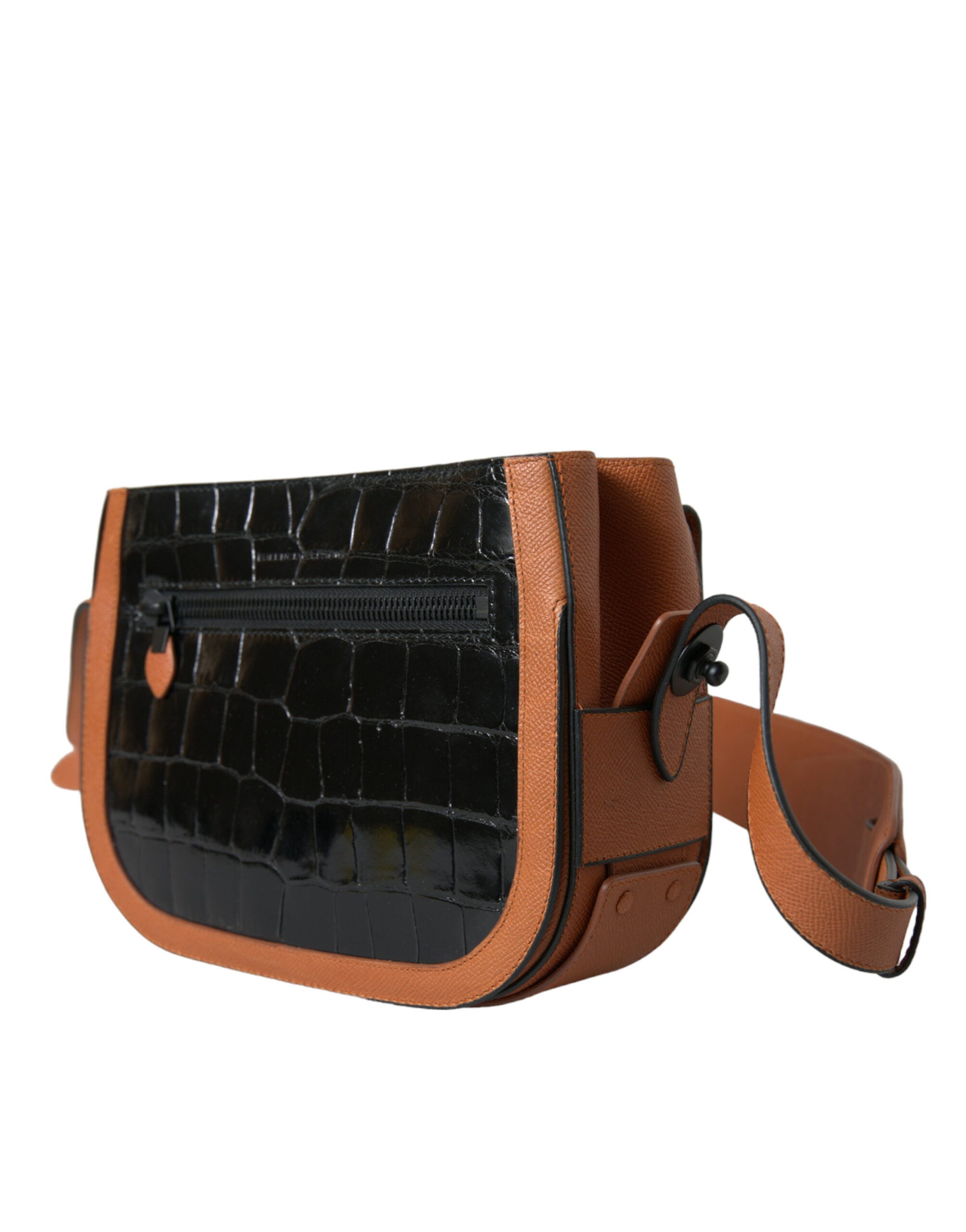 Black Brown Exotic Skin Leather Camera Bag