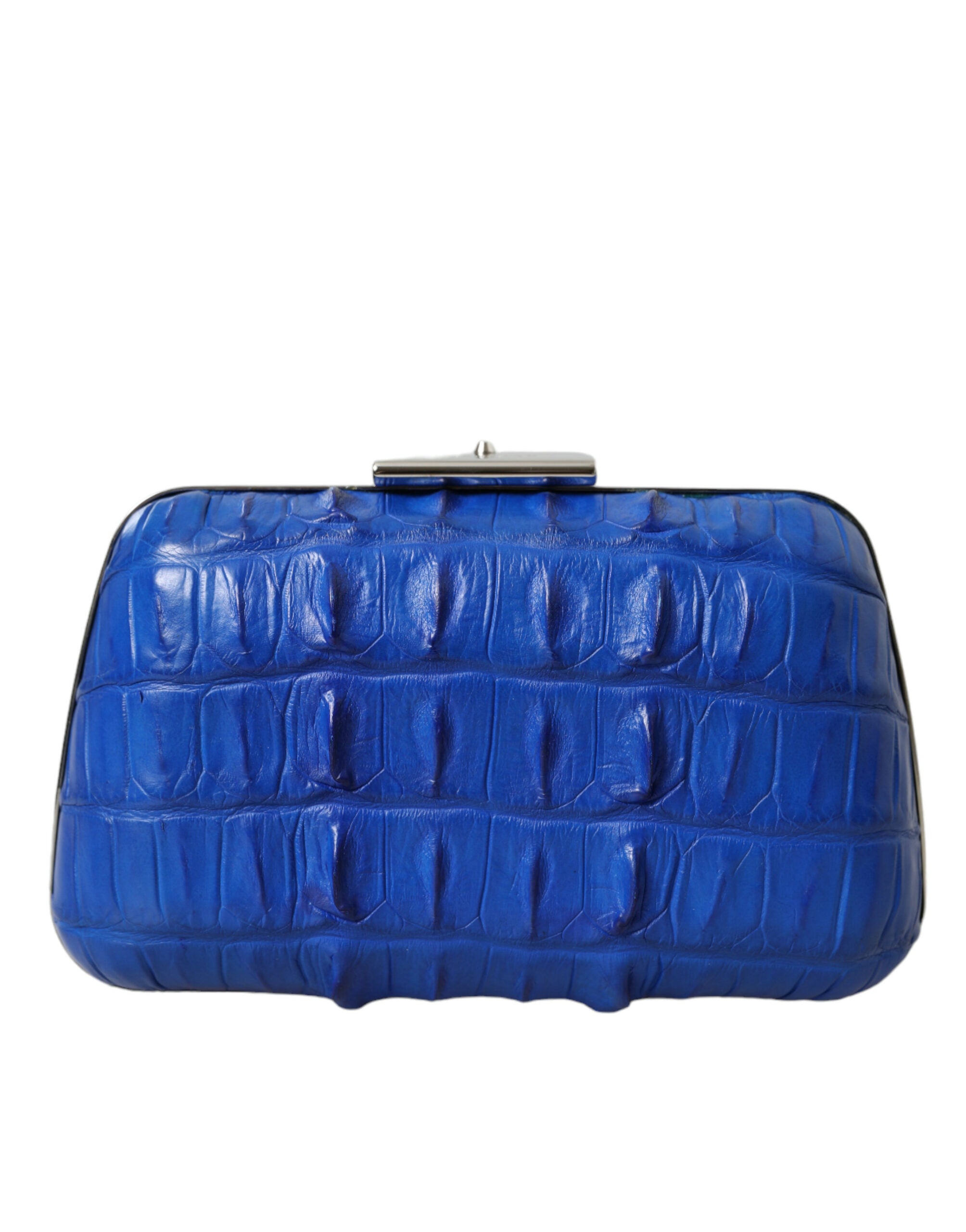 Blue Electrique Exotic Skin Shoulder Box Clutch