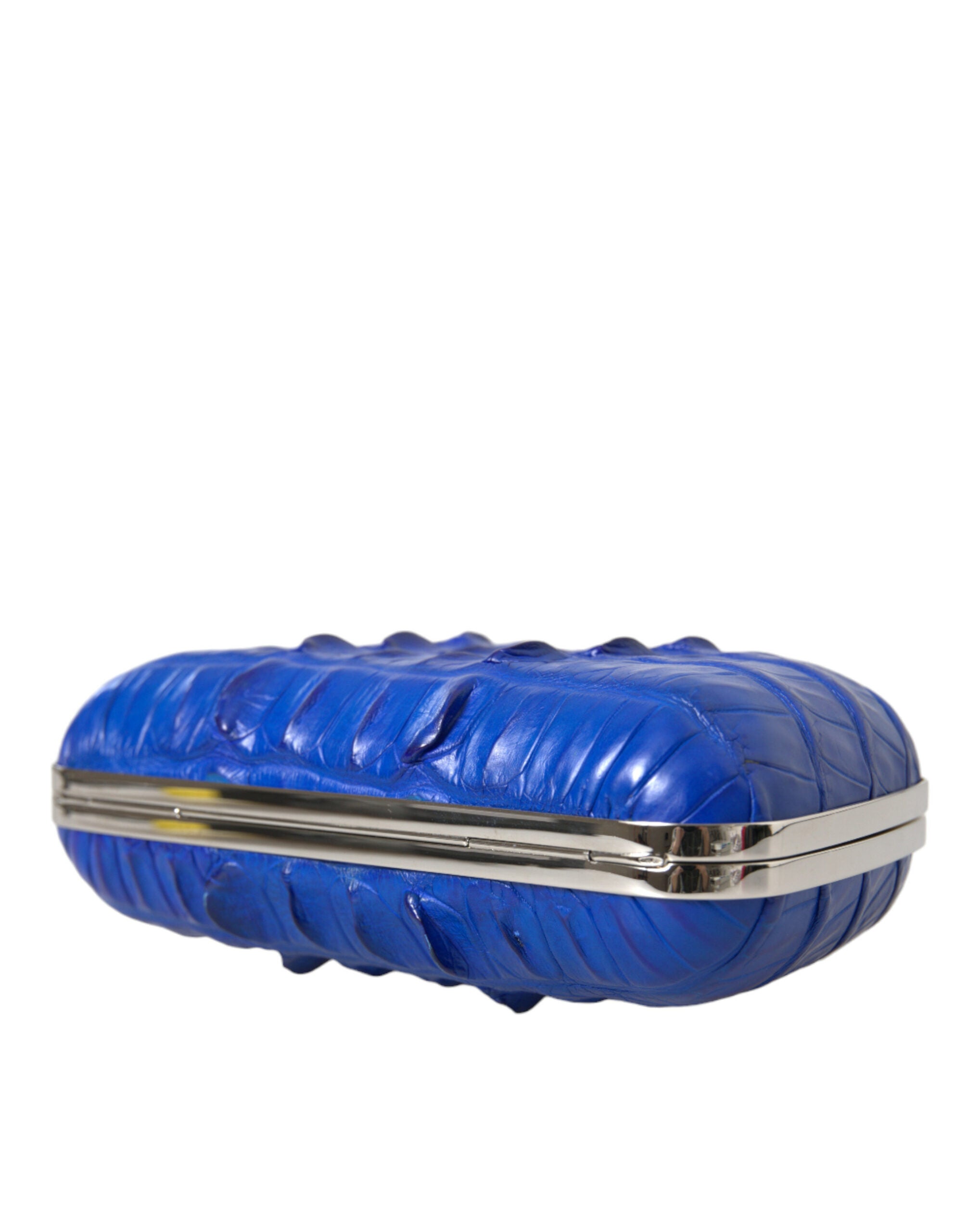 Blue Electrique Exotic Skin Shoulder Box Clutch