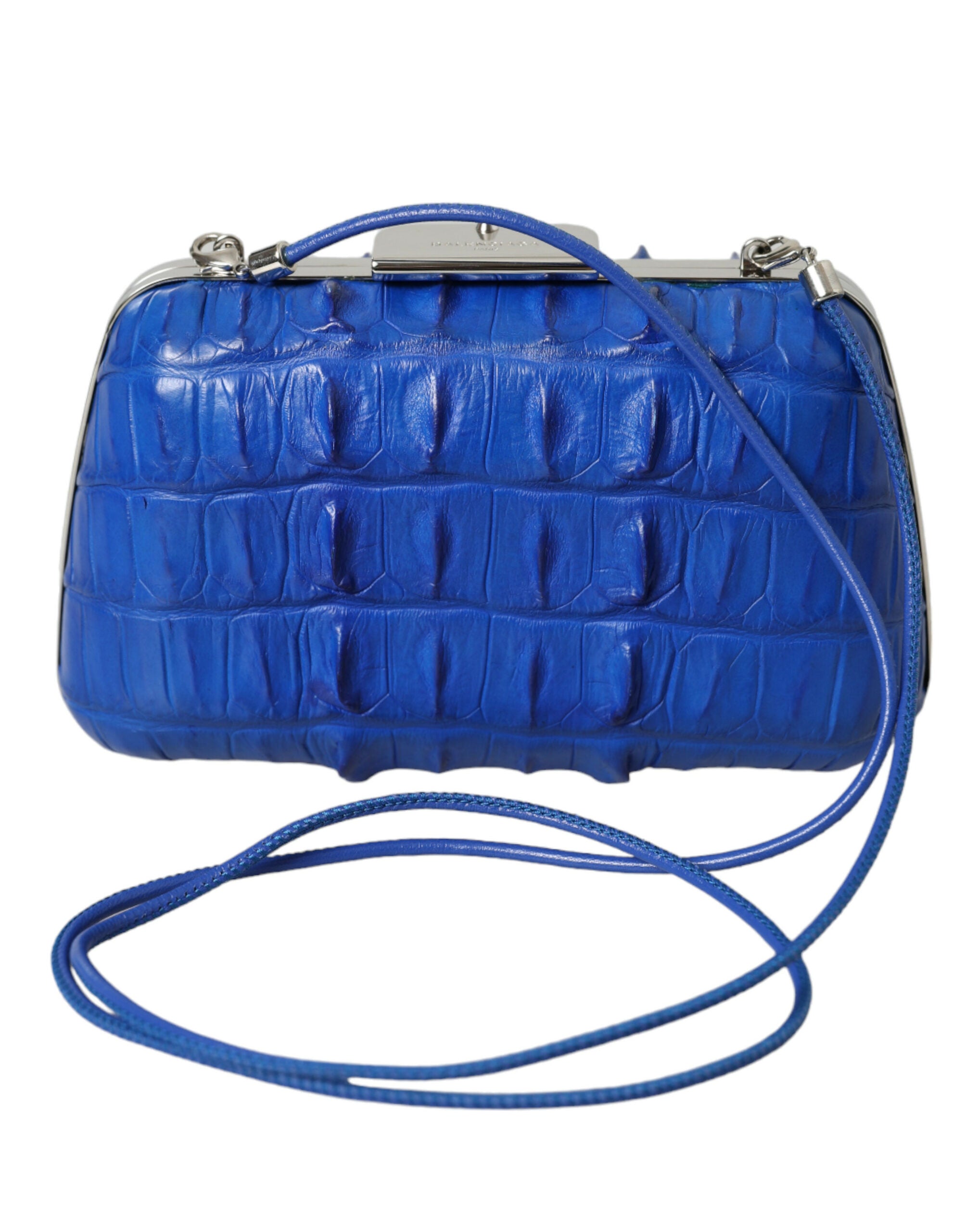 Blue Electrique Exotic Skin Shoulder Box Clutch