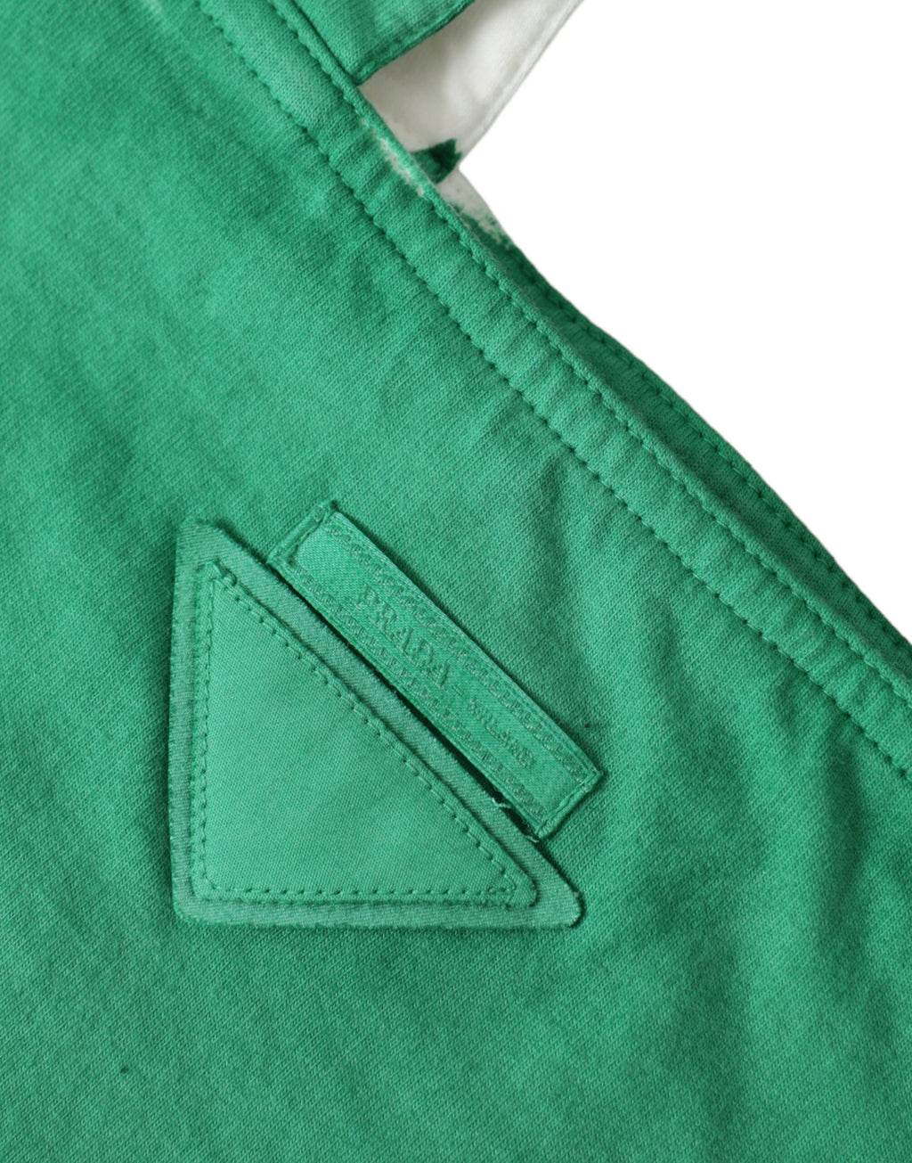 Green And White Jersey Fabric Logo Shoulder Shopping Tote