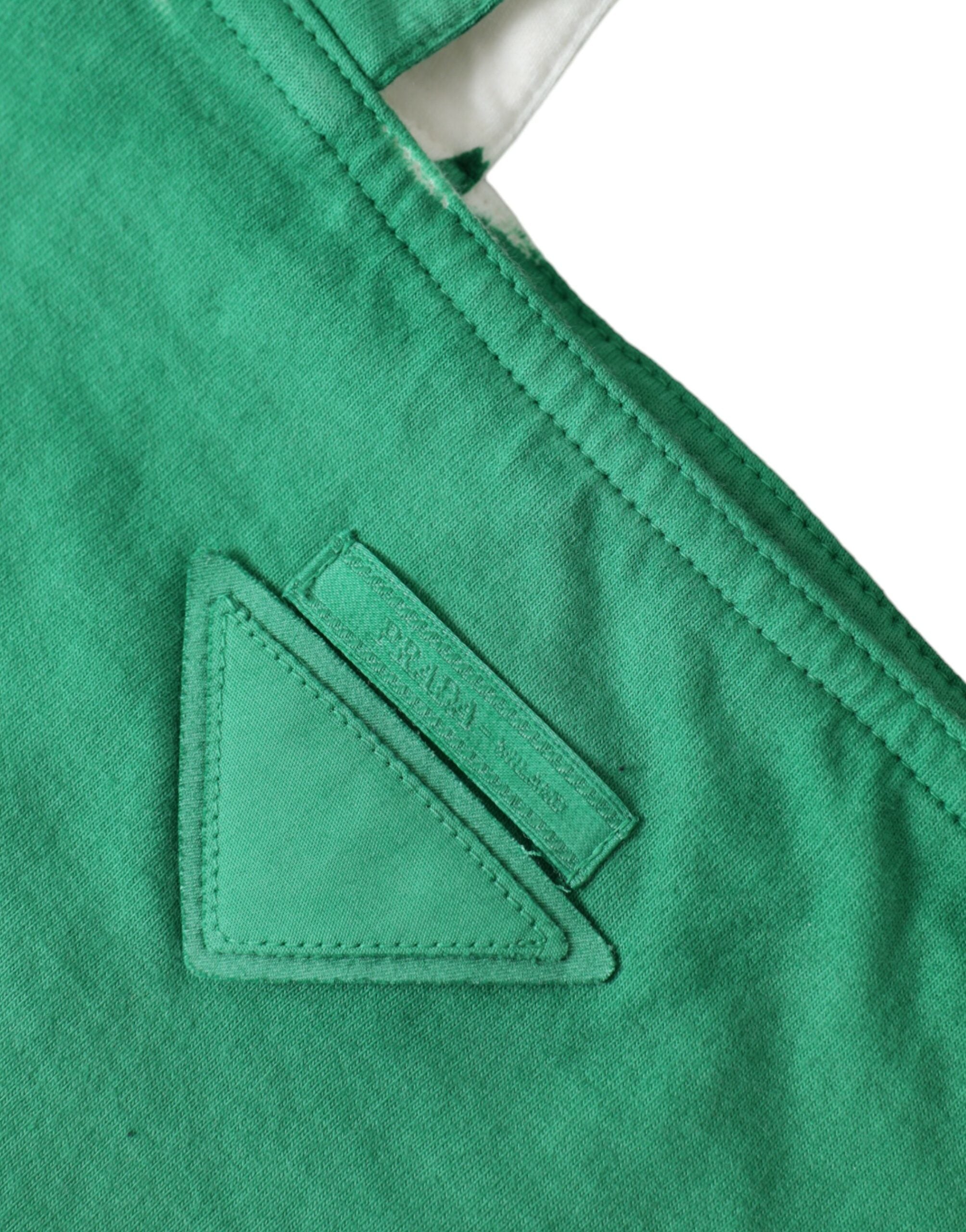 Green And White Jersey Fabric Logo Shoulder Shopping Tote