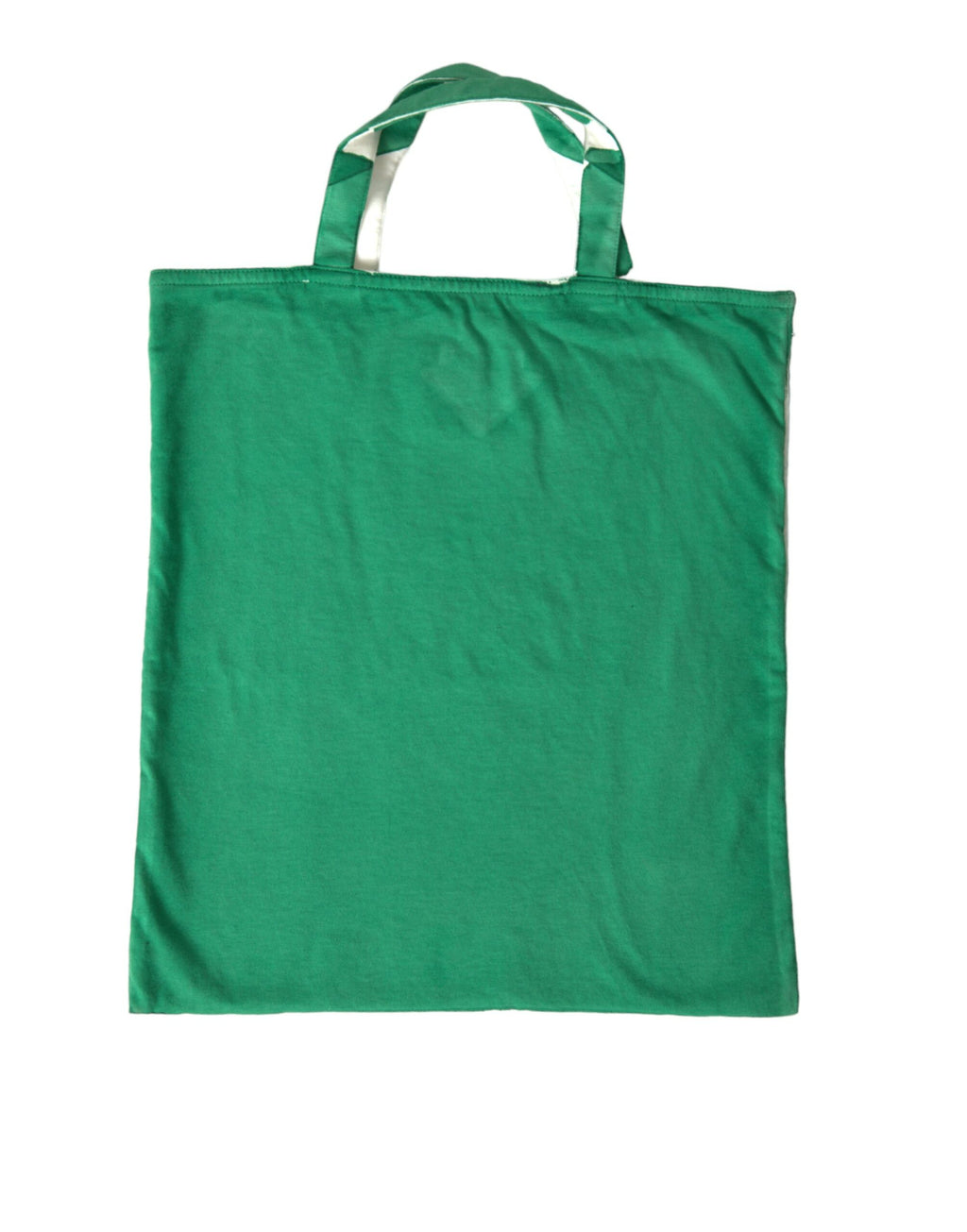 Green And White Jersey Fabric Logo Shoulder Shopping Tote