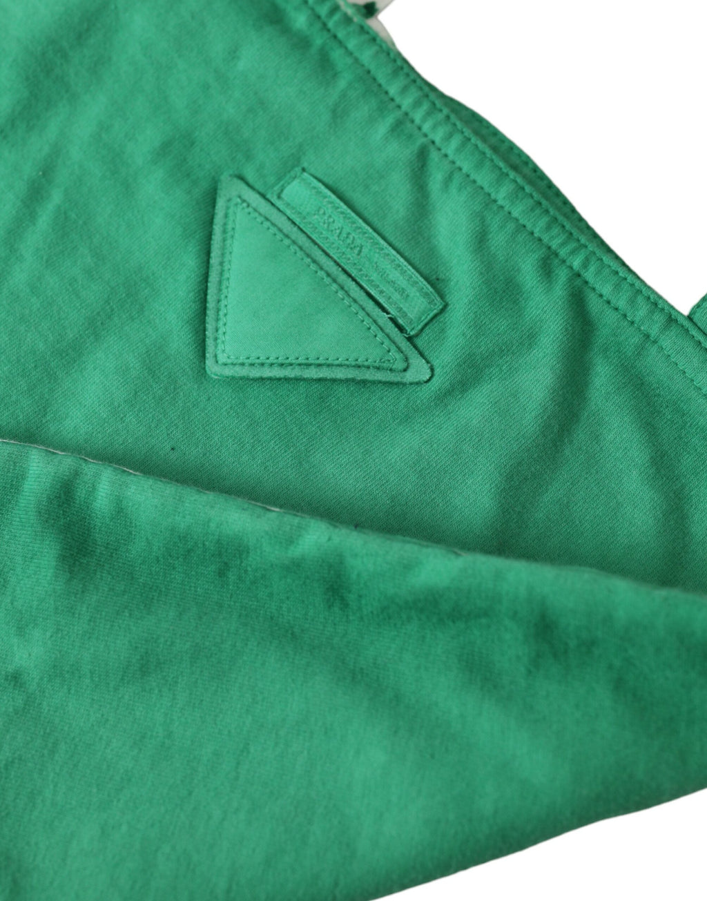 Green And White Jersey Fabric Logo Shoulder Shopping Tote