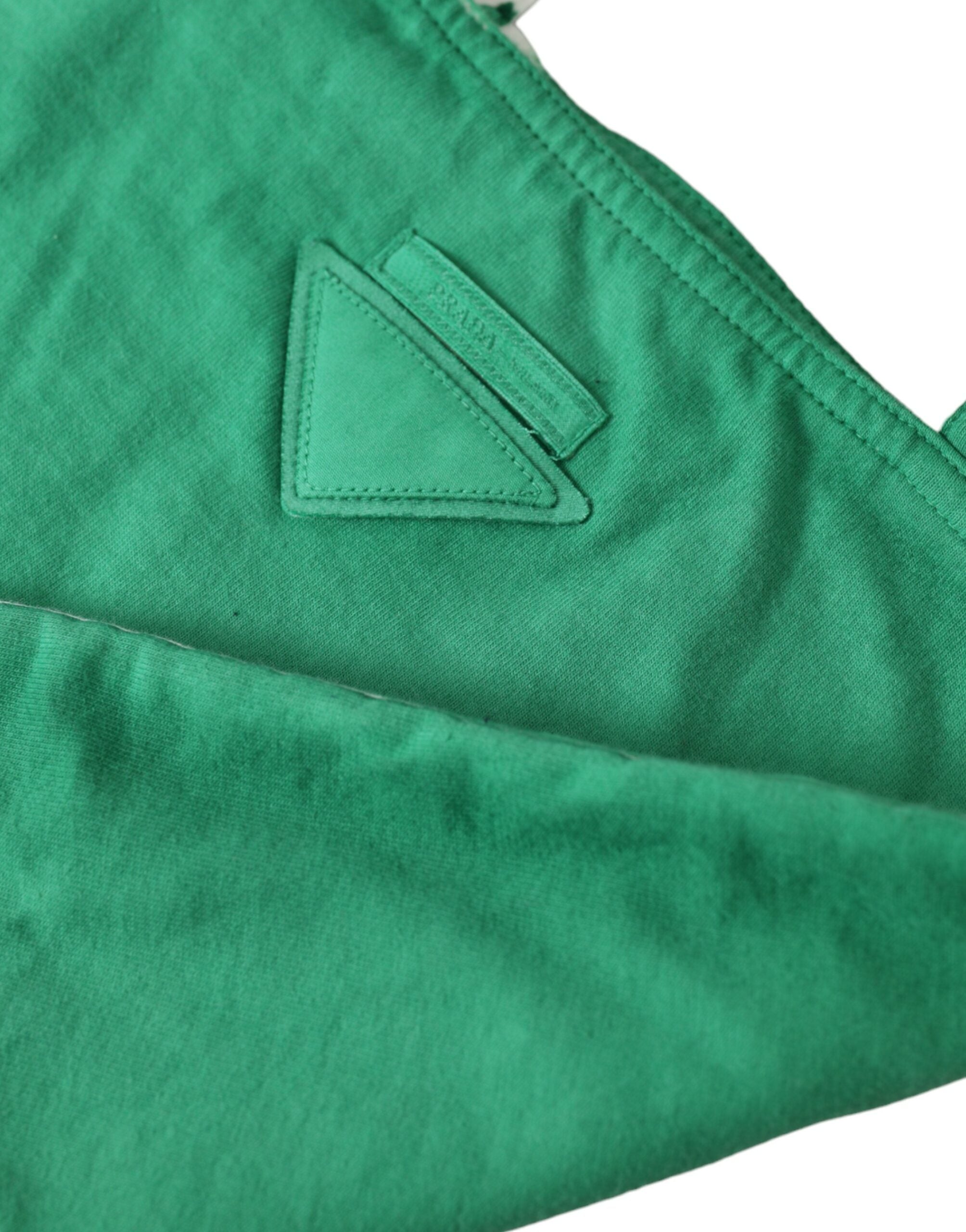 Green And White Jersey Fabric Logo Shoulder Shopping Tote