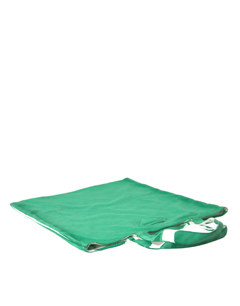 Green And White Jersey Fabric Logo Shoulder Shopping Tote