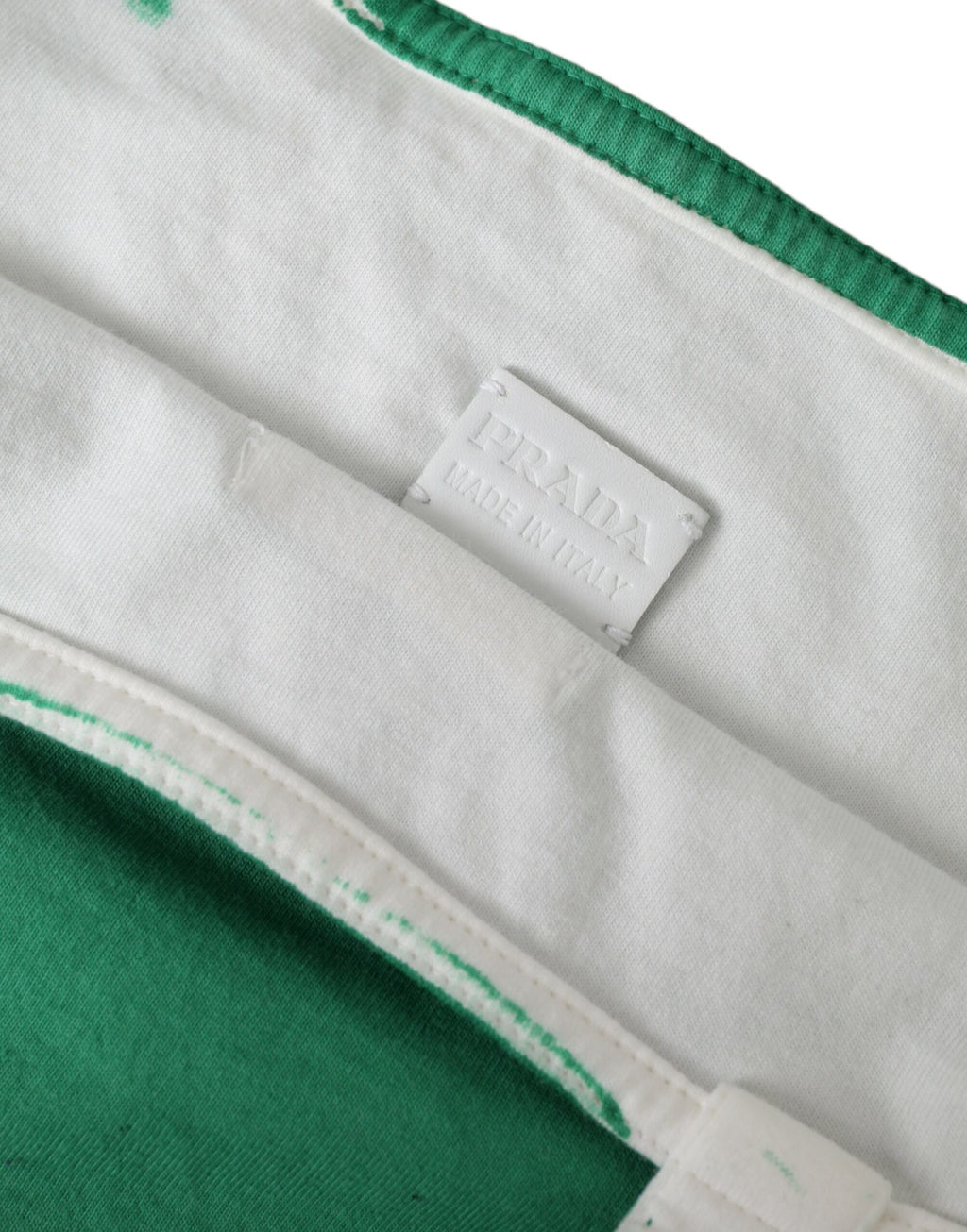 Green And White Jersey Fabric Logo Shoulder Shopping Tote