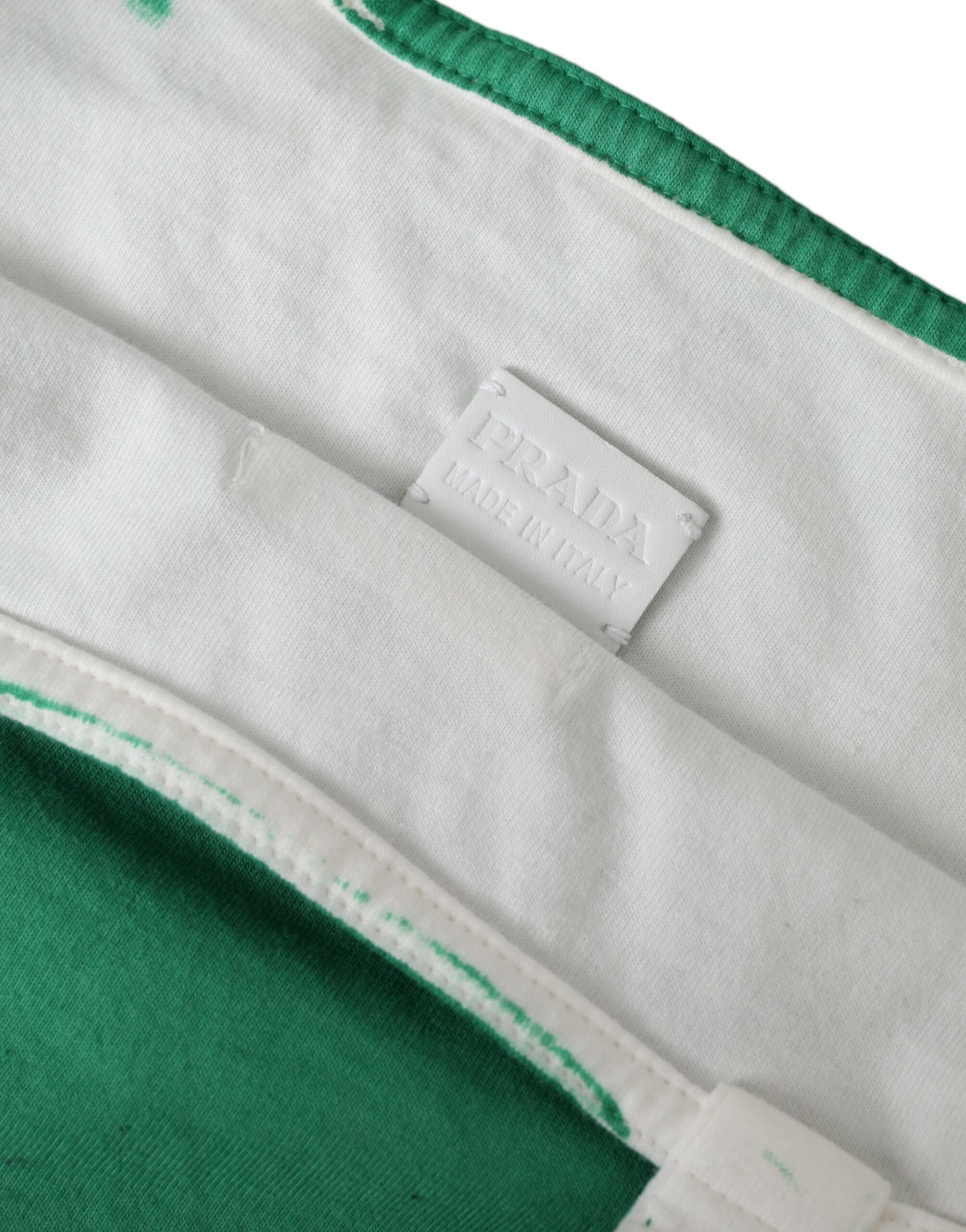 Green And White Jersey Fabric Logo Shoulder Shopping Tote