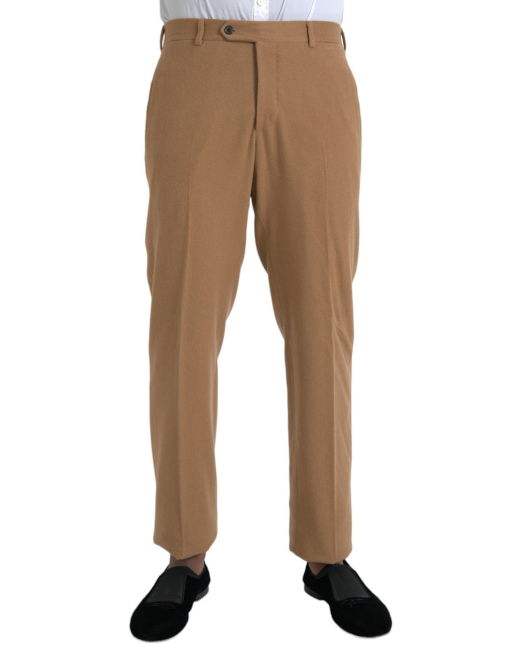 Beige Cashmere Straight Fit Dress Pants