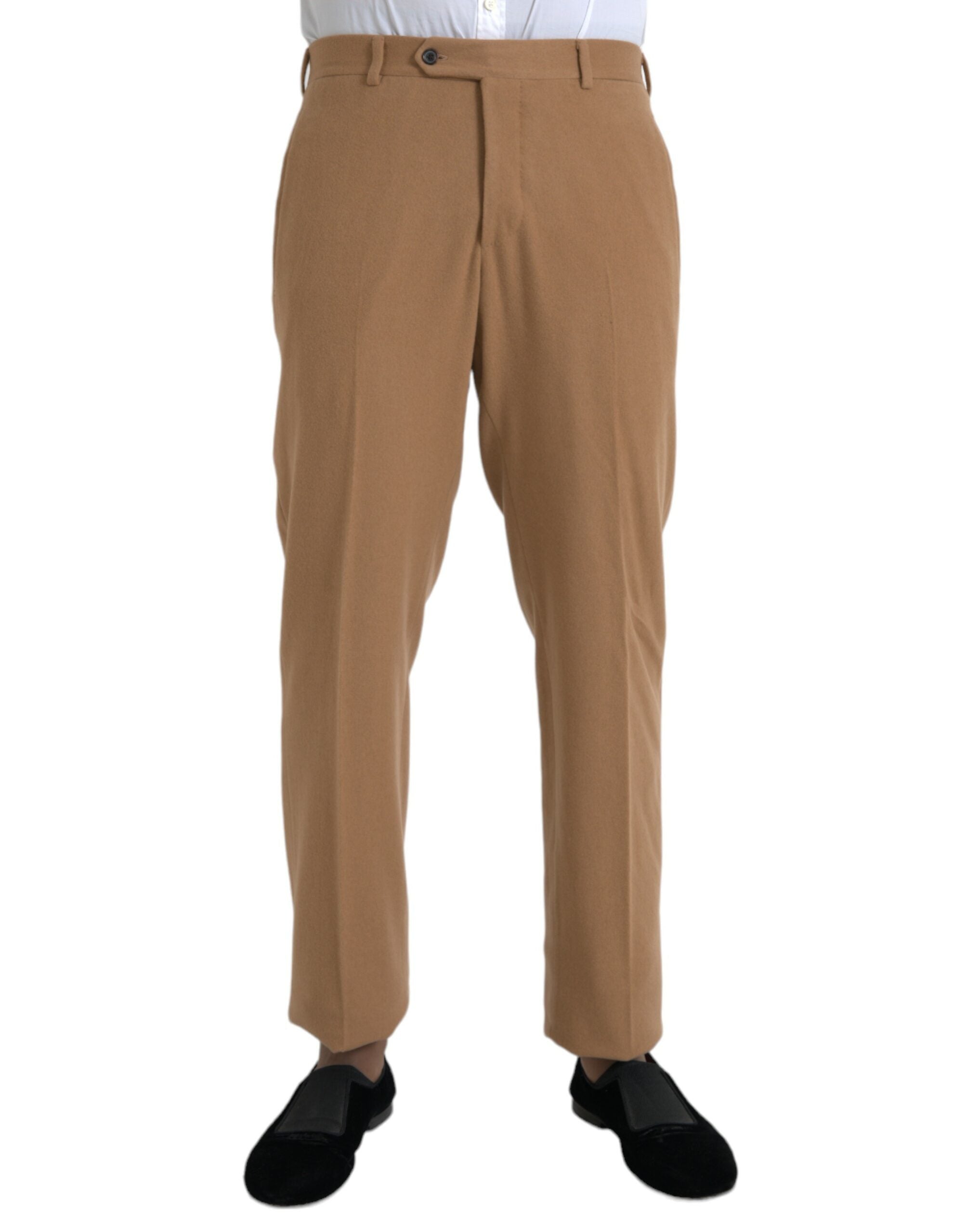 Beige Cashmere Straight Fit Dress Pants
