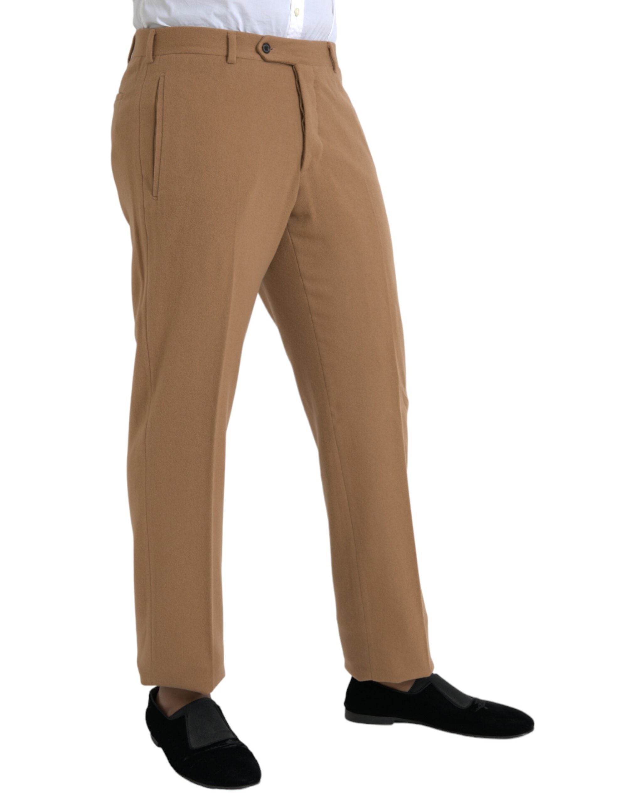 Beige Cashmere Straight Fit Dress Pants