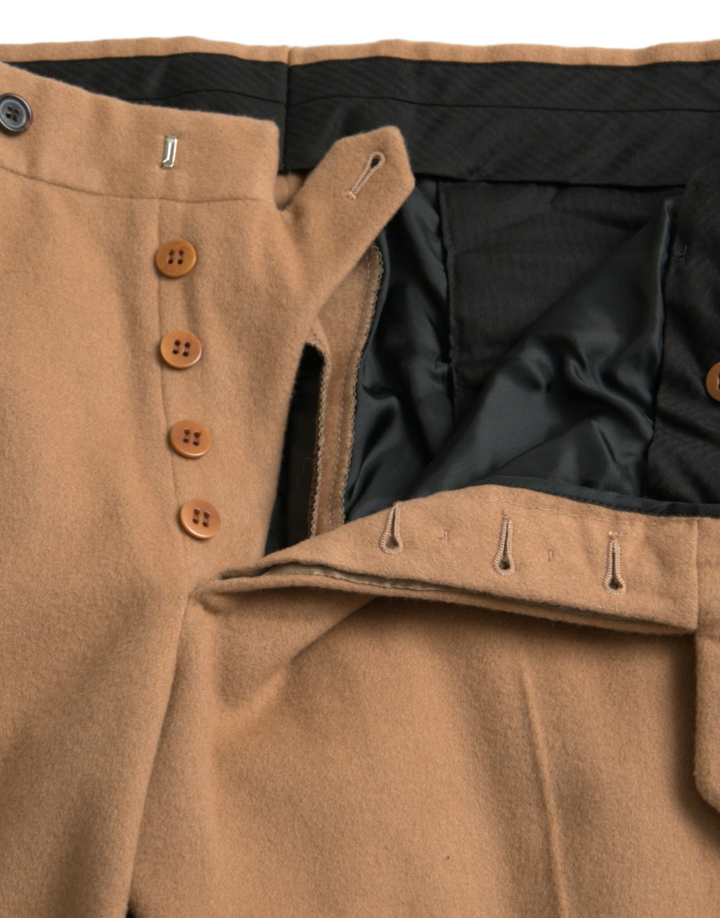 Beige Cashmere Straight Fit Dress Pants