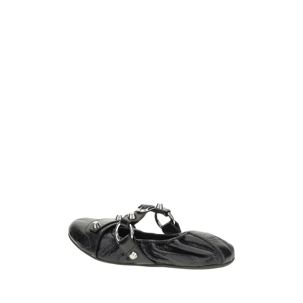 Lambskin Ballet Flats With Silver Buckle Studs