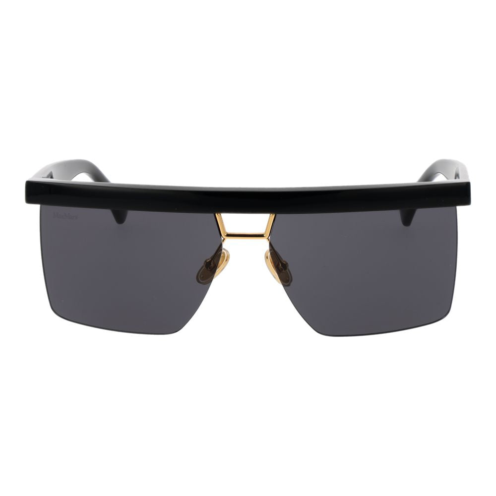 Black Stainless Steel Rectangle Sunglasses