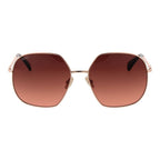 Rose Gold Metal Full-Rim Sunglasses Pink Gradient Lenses