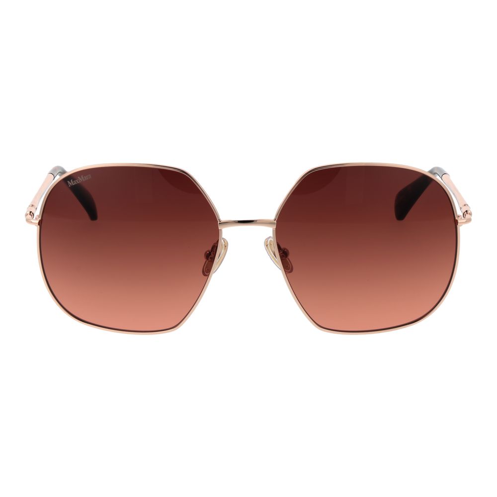 Rose Gold Metal Full-Rim Sunglasses Pink Gradient Lenses